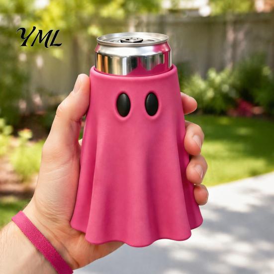 Ghost Can Cooler Halloween Holder, Universal Beverage Sleeve, Cute Shaped Decorations Insulated Drink Holder for Standard Slim Tall Soda Beer Cans Jar