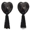 Heart-Shaped Sequin Tassel Nipple Pasties - Seamless Lingerie Accessories