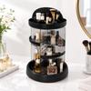 Cylindrical Rotating Skincare Organizer with Dividers Transparent Degree Makeup