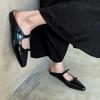 2024 Neue Luxus Schleife Mary Jane Damen Spitz Glänzend PU Leder Flache Ballerinas Partykleid Damen Hausschuhe Zapatos De Mujer