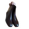 Cowhide Version Retro Simple Thin Boots Rear Zipper Square Head Temperament Wedge 2.5cm Short Boots Thin Elastic Boots