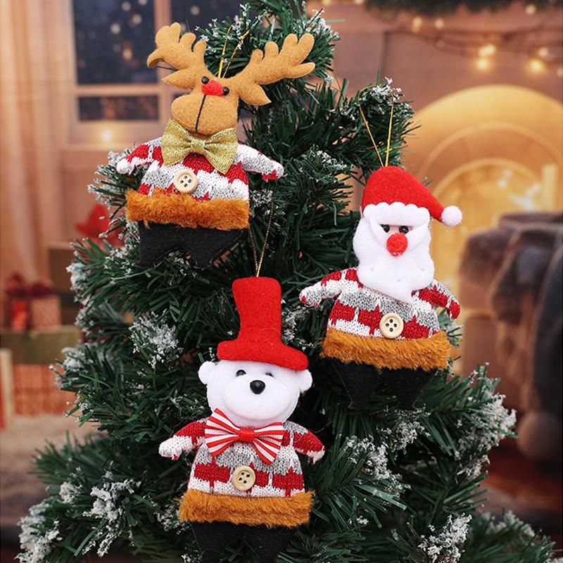 Christmas Window Display Bag Pendants Cartoon Doll Party Twill Design Xmas Atmosphere Mini Pendant Home Decoration Various Styles