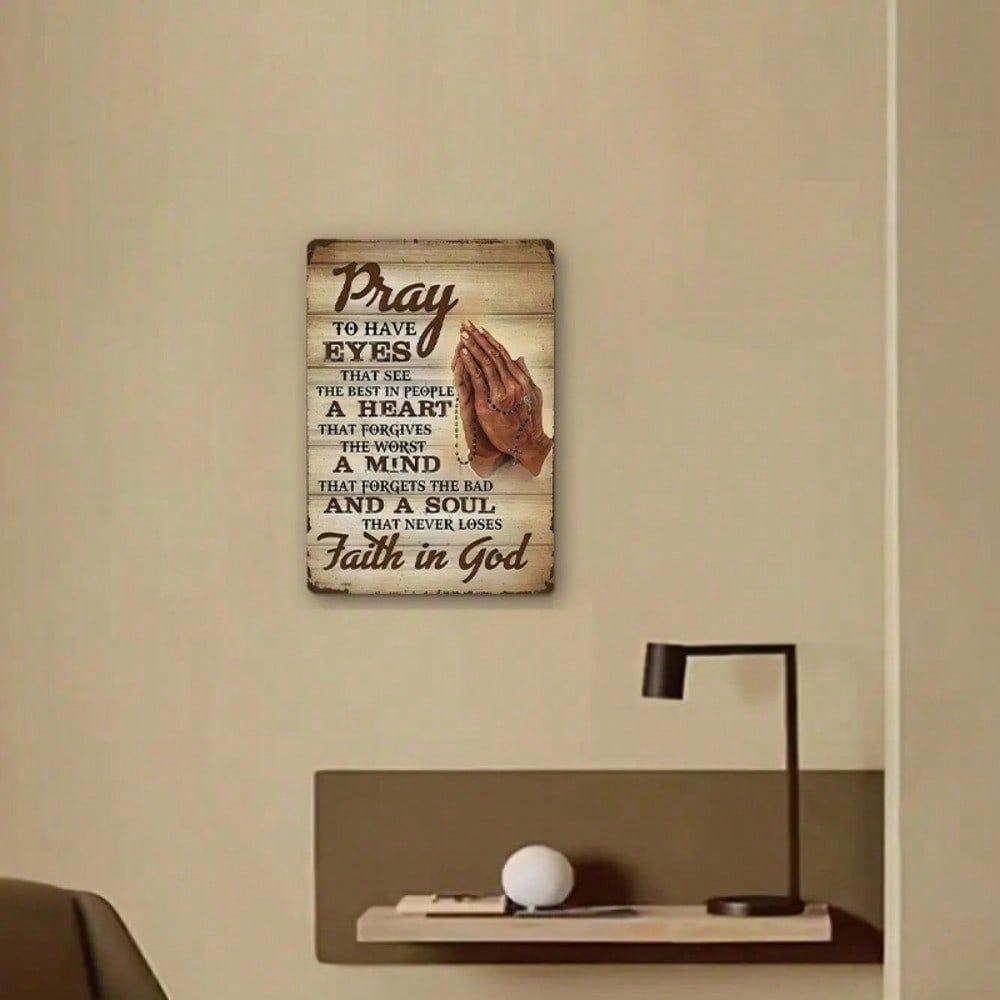 Vintage Metal Wall Sign Inspirational Prayer Rustic Spiritual Decor