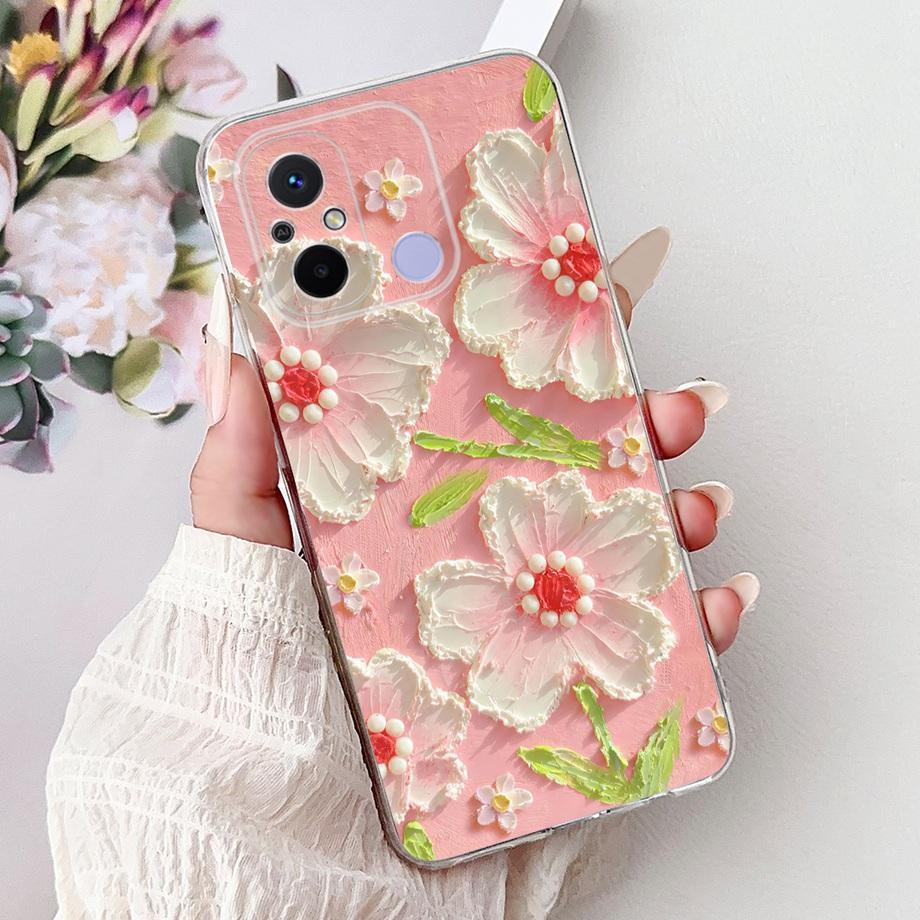 For Xiaomi Redmi 12C Case Cute Cat Luxury Butterfly Painted Cover 6.71'' Soft Silicone Phone Cases For Redmi 12C Redmi12C Fundas