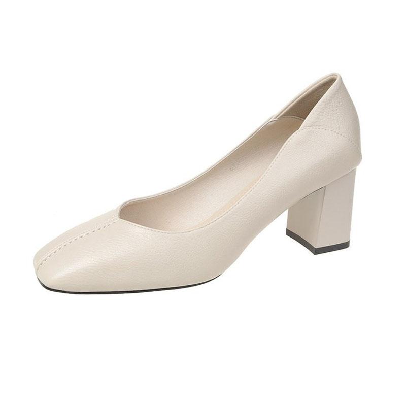 PU Leather Women Pumps High Heels Spring Square Toe Fashion Shoes Women Work Formal Shoes Elegant 2025 New zapatos mujer WSH4384