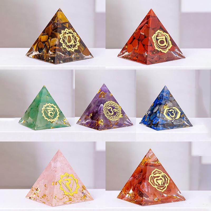 7Pcs Pyramid Set With Gift Box 3Cm Natural  Stone Pyramid  Energy Tower Home Decorative Ornament Home Decor