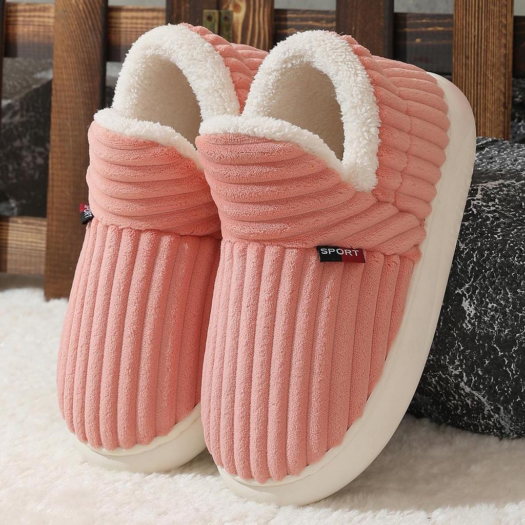 Comfort Plus Velvet Cotton Slippers with Heel Cover - Cozy Indoor Winter Footwear for Couples