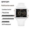 Sanda Waterproof Luminous Sports Watch: Square, Transparent Timer for Students