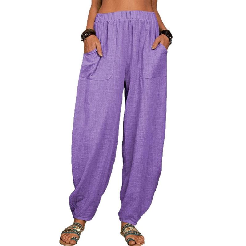 2026 Women's Solid Color Casual Pants Loose Home Harem Breathable Long Pants