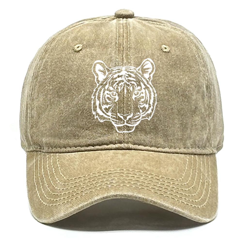 White Tiger Head Print Adjustable Caps Dad Hat Fit Unisex Animals Pattern Snapback Baseball Hat Choice For Outdoor Activities