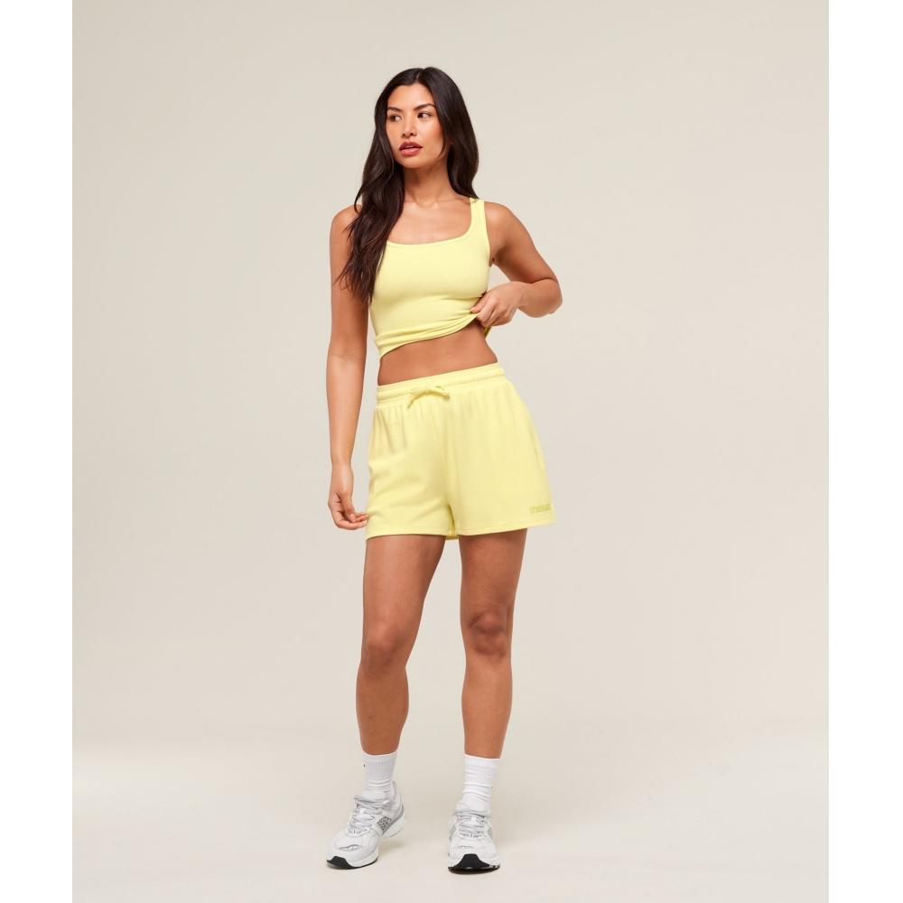 Gymshark Waffle Cropped Tank Refresh Yellow B3b2g Ybss