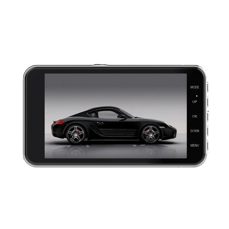 4-inch Dashcam, IPS HD 1080P Car DVR, Dual Front and Rear Cameras, Supports Reversing Camera Function.