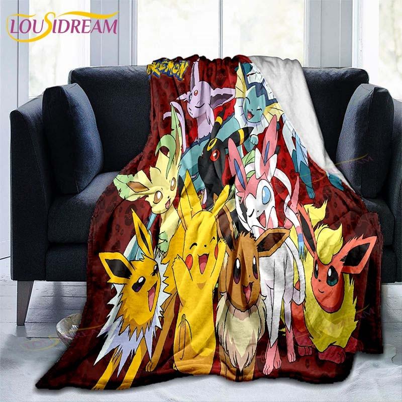 Manta decorativa con estampado de Pokémon, funda de edredón para sofá, ropa de cama de viaje, manta decorativa, manta de franela, colcha, mantas del Grinch