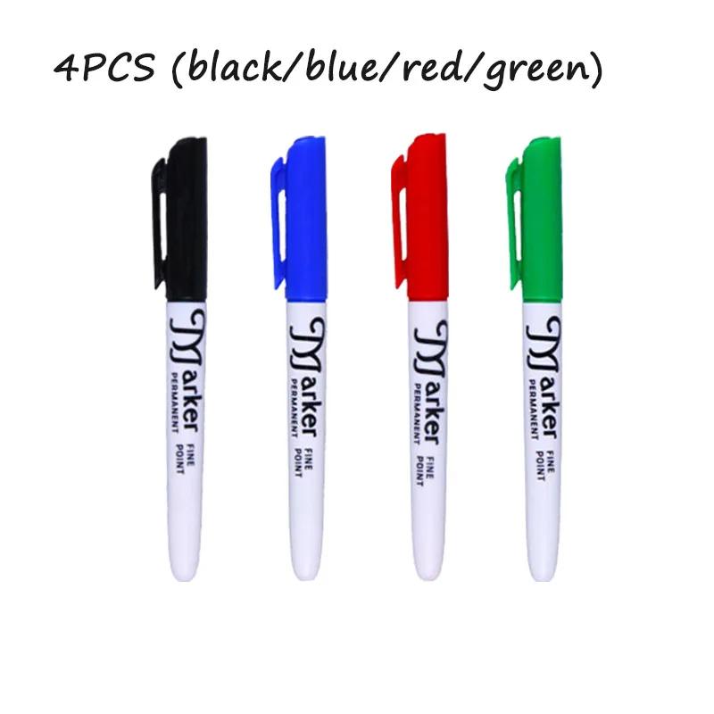 

4pcs Permanent Marker Pens, Black & Blue & Red & Green, Quick-drying Color Marker Pens, Non-fading & Quick-drying
