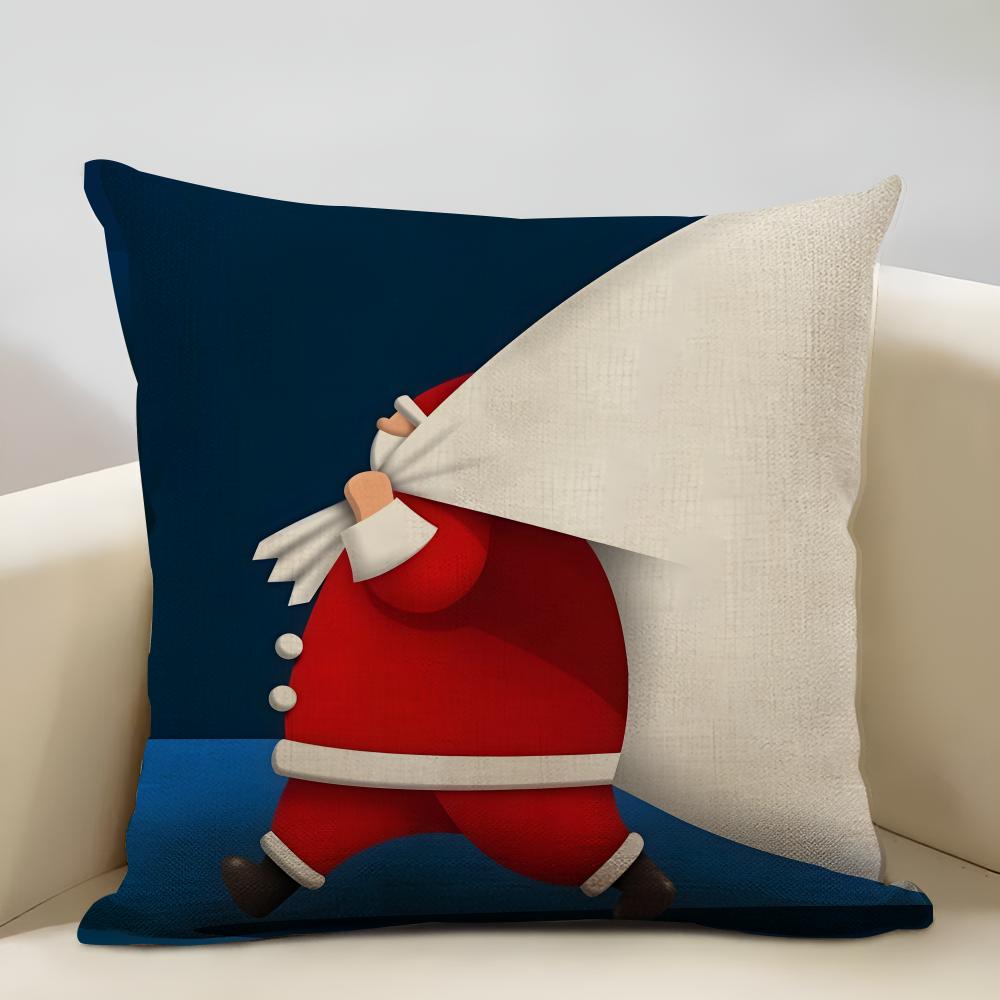 Cute Cartoon Christmas Cushion Cover Household Decoration Linen Sofa Cushion Cover: Skin-Friendly & Breathable With Invisible Zi