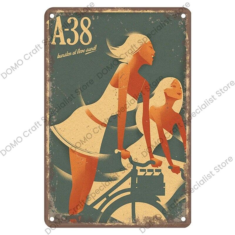 Hisun Tin Sign Vintage Bicycle Poster Metal Signs Plaque Retro Bike Cyclocross Metal Plate Tin Sign Garage House Wall Decor Xcm