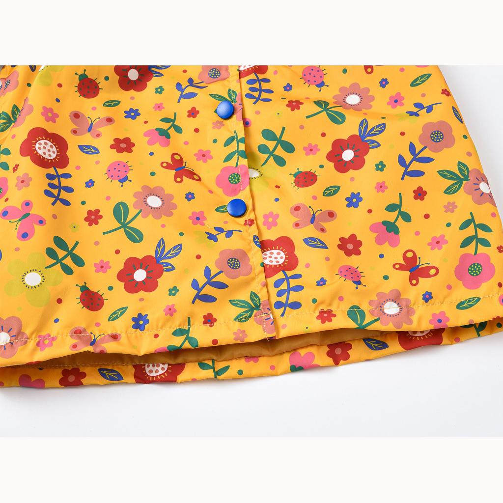 Children's Clothing Girls Cute Button Jacket Spring and Fall Children's Printed Long-sleeved Hooded Windbreaker Jacket