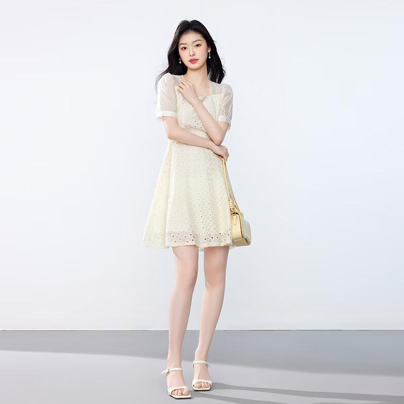 JOY SPEAKER Elegant Mesh Lace Midi Dress