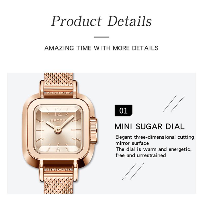 SANDA Fashion Elegantes Design Quadratisches Zifferblatt Wasserdicht Quarzwerk Business Damen Analoge Armbanduhr