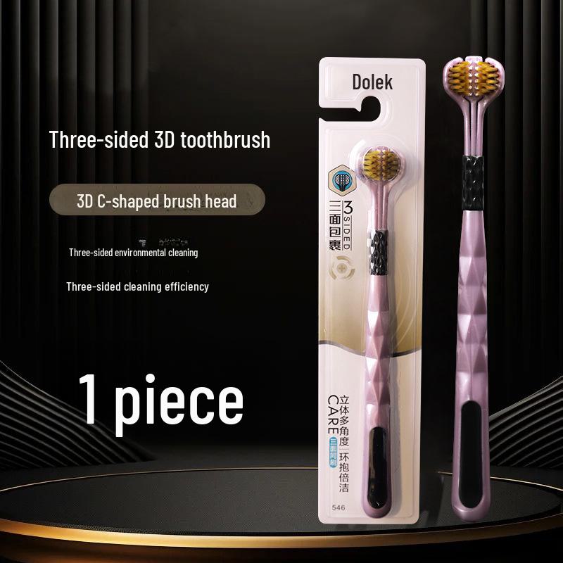 

Трехсторонняя зубная щетка для взрослых с мягкой щетиной и скребком для языка для мужчин и женщин