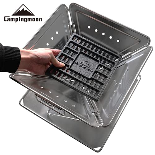 CAMPING MOON Bonfire Stand with Charcoal Bed and Cast Iron Roasting Grate (T-250 (25x25cm))