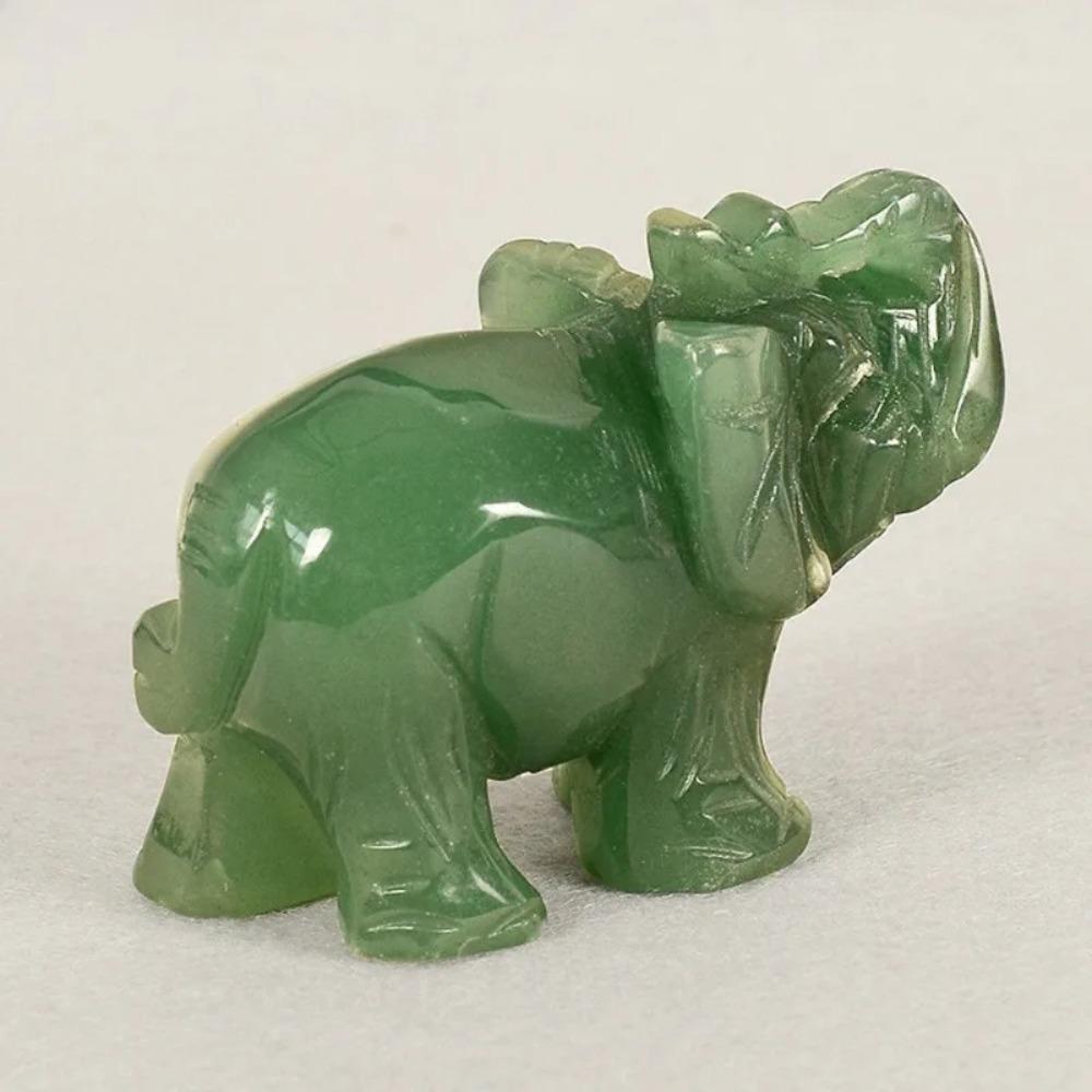 Lucky Elephant Jade Stone Fortune Feng Shui Statue Figurine Office Ornament Chakra Healing Stones Statue Decor Best Gifts