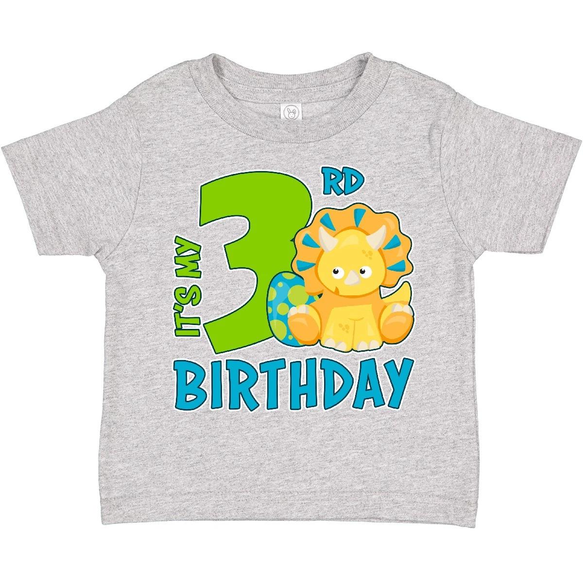 Inktastic Its My 3rd Birthday With Dinosaur Toddler kids boys T-Shirt Birthdays Third 3 160