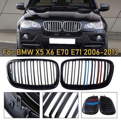 Rhyming Front Bumper Racing Kidney Grille Dual Single Slat Air Intake Grill Fit For BMW X5 E70 X6 E71 2007-2013 Car