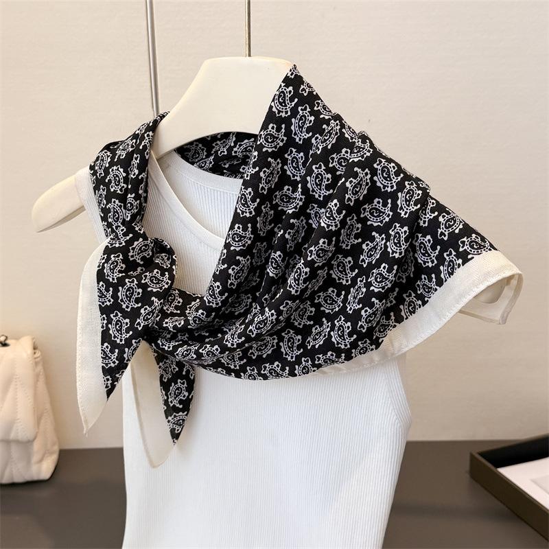 New Luxury Paisley Print Square Scarf Women Cotton Linen Feeling Hairband Neckerchief Tie Female Headband Foulards