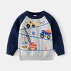 Boys' Spring 2024 Construction Vehicle Cotton Sweater with Raglan Sleeves