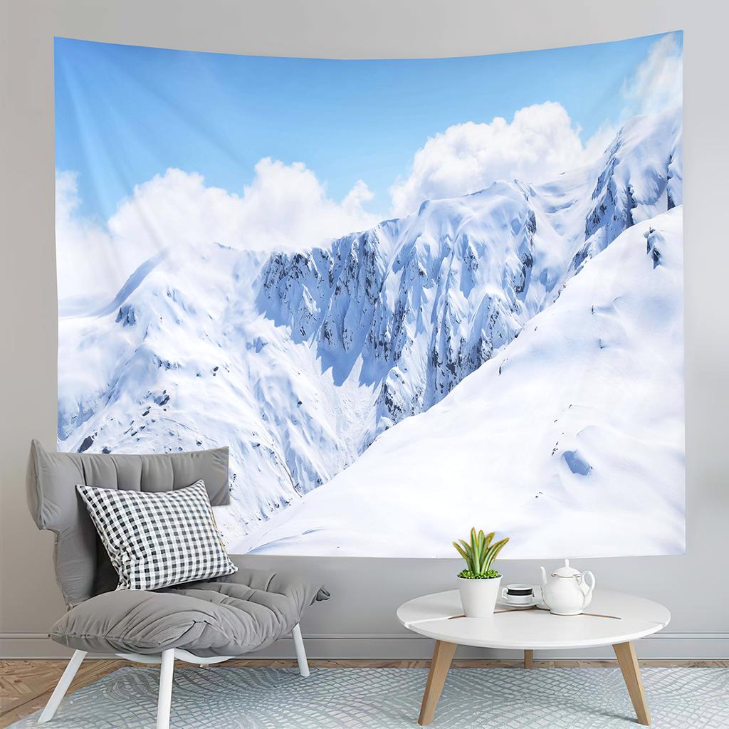 Snow Mountain Tapestry Snow Covered Trees Tapestry Natural Scenery Tapestry Wall Hanging Tapestries Art Living Room Bedroom Dorm