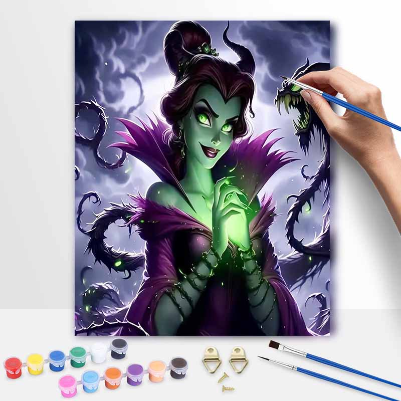 Disney Maleficent DIY Oil Painting Kits Hand Painting Home Decor Craft Gift Ideas Queen Magic Portrait Wall Art Set Canvas Decoration