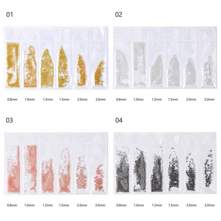 Nail Art Electroplated Steel Caviar Beads: Gold, Silver, Rose Gold, Gunmetal, Black