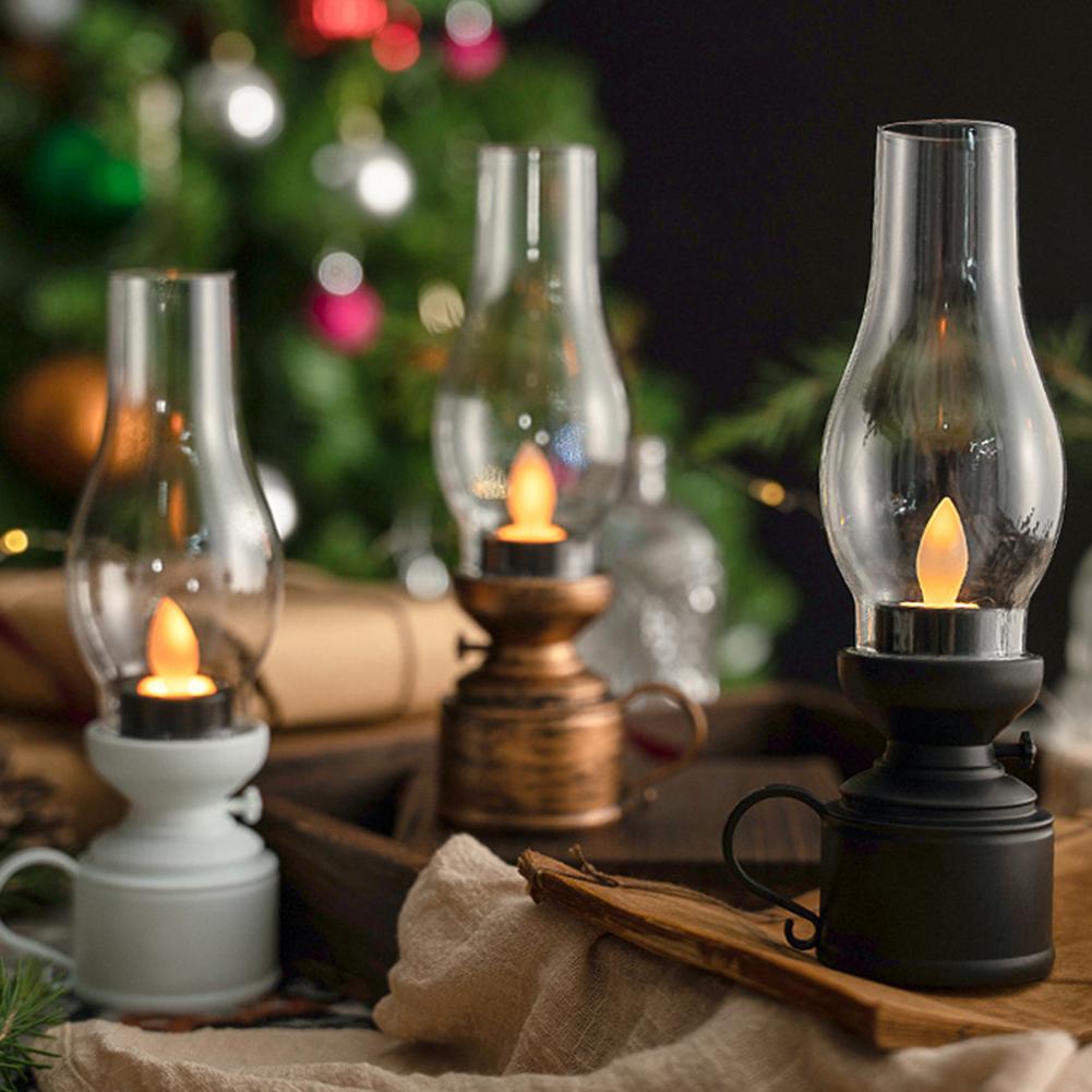 Retro LED Flameless Candle Lights Electronic Tealights Ornament Table Lamp Vintage Candle Lantern Wedding Birthday Party Decor