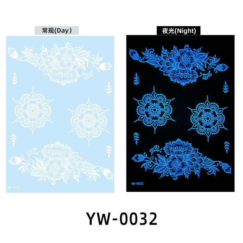 Glow In The Dark Indian Lace Tattoo Stickers - Henna Style Hand Body Art