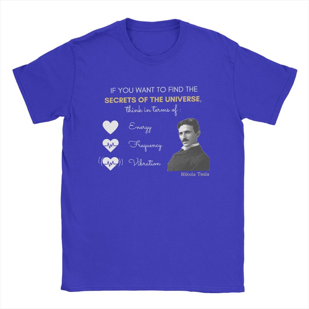 Nikola Tesla Tajemství Vesmíru Pánská Trička Vintage Tričko Krátký Rukáv Kulatý Výstřih Trička 100% Bavlna Nápad na Dárek Topy