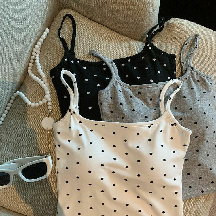 2024 Polka Dot Backless Camisole with Chest Pad - Slimming Trendy Summer Top for Women