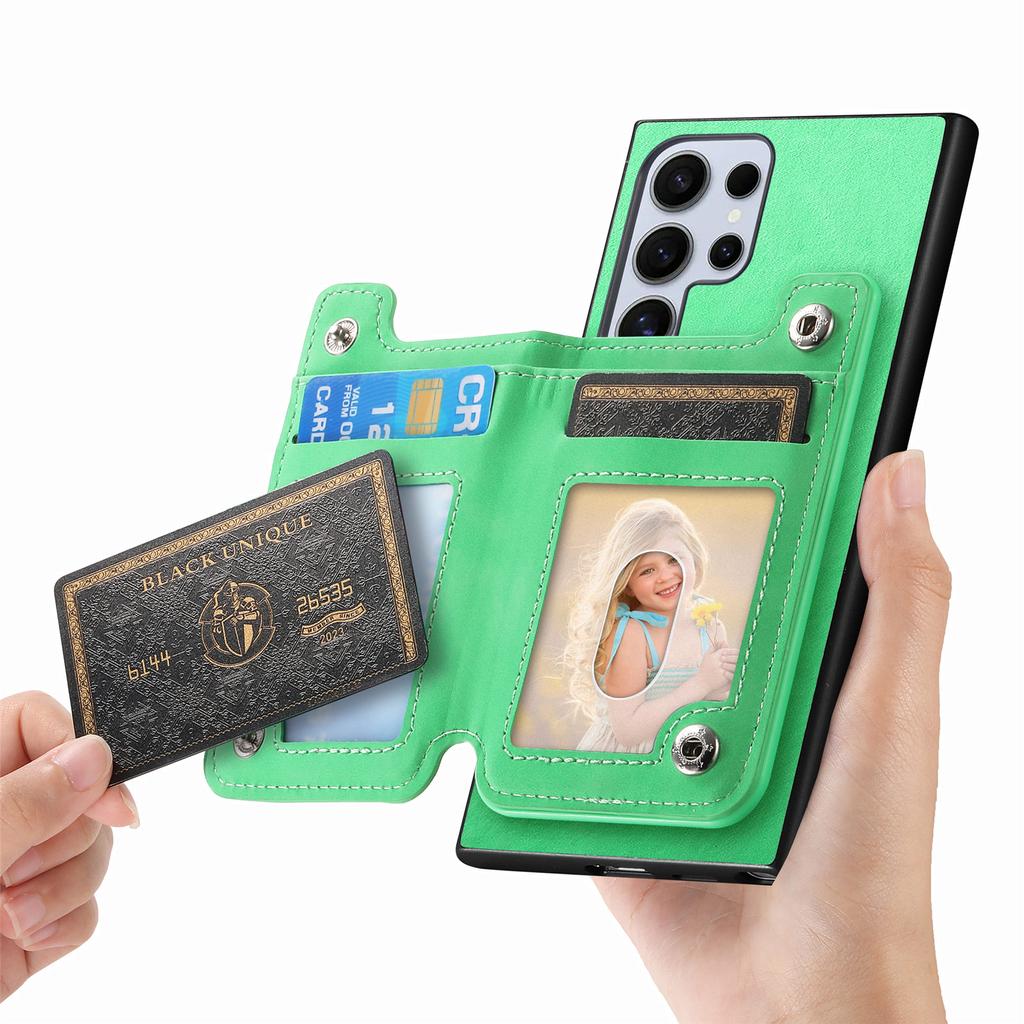 For Samsung Galaxy S25 Ultra Case Magnetic Detachable Zipper Card Holder Leather Phone Back Cover