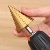 High Speed Steel Drill Bit Titanium Coated Hexagonal Step Drill Cone Bits Plastic Wood Metal Drilling Hole DIY Power Tools
