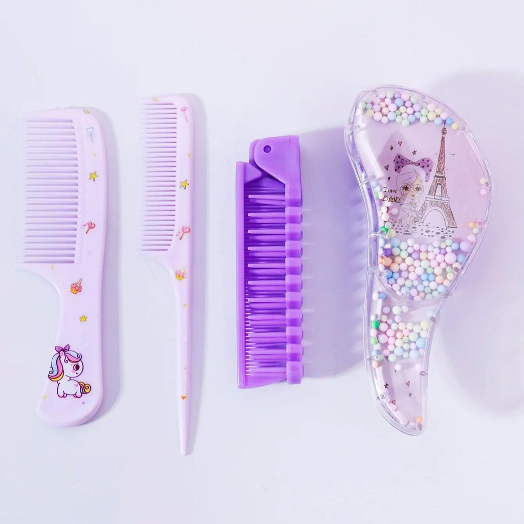 4pcs/set Cartoon Massage Comb Set, Suitable for All Types of Hair, Gifts, Portable Travel, Suitable for All Hair Types