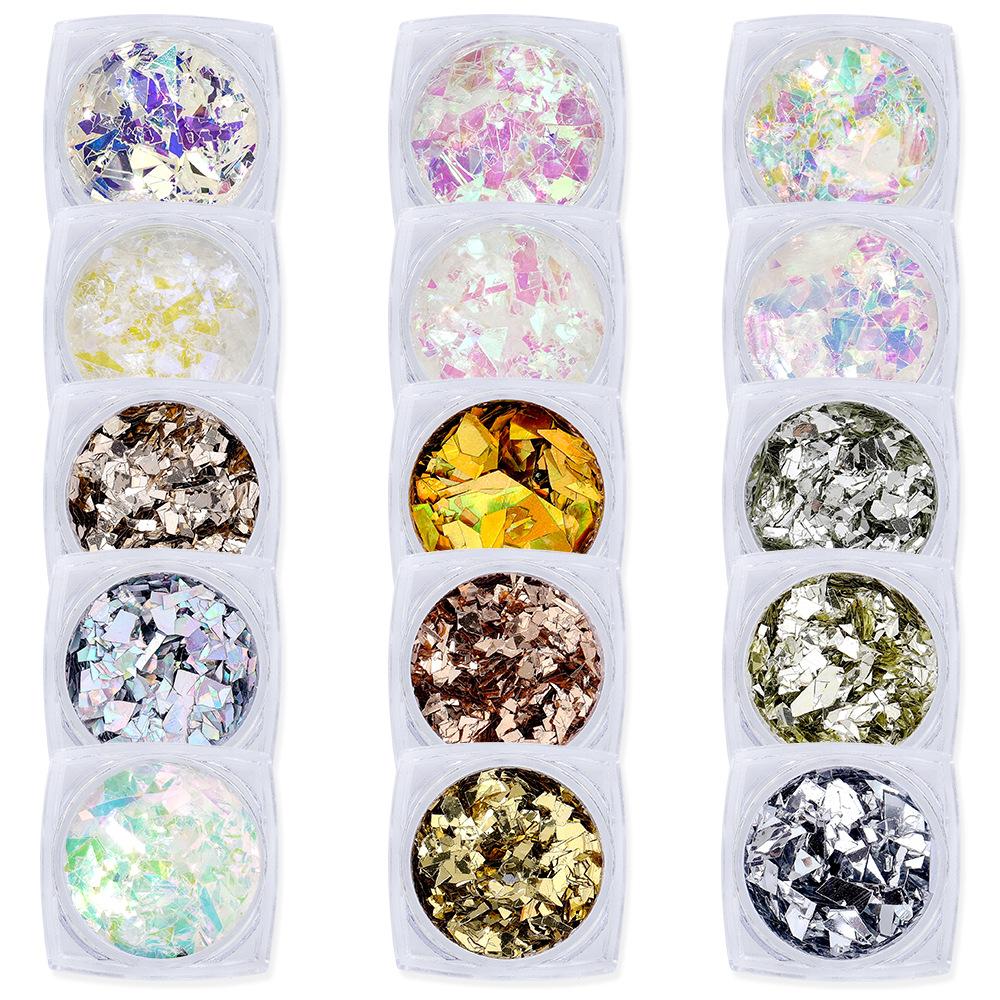 Nail Art Sequins Nail Patches Irregular Laser Sequins Aurora Cellophane Nail Art Trinkets Box