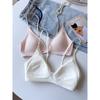 Women Sexy Deep V Mesh Neckline Backless Wireless Thin Triangle Cup Beauty Back Bra