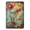 Vintage Wildflower Dragonfly Metal Wall Art 8x12 Inch Rustic Iron Hanging Decor for Home Garden Patio Cafe Bar Indoor Outdoor