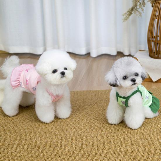 Dog Slip Dress Spring Summer Bunny Print Ruffle Hem Pet Sleeveless Dress Breathable Pet Costume Outfit Apparel for Small Dogs Cats
