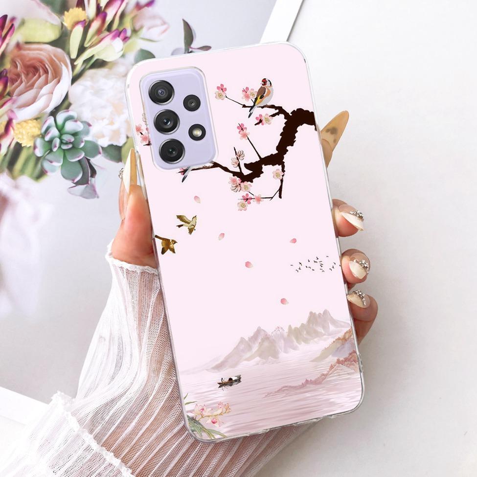 Transparent For Samsung Galaxy A72 4G Case Cute Fashion Flowers Funny Painted Casing For Samsung A72 4G SM-A725M SM-A725F Cover