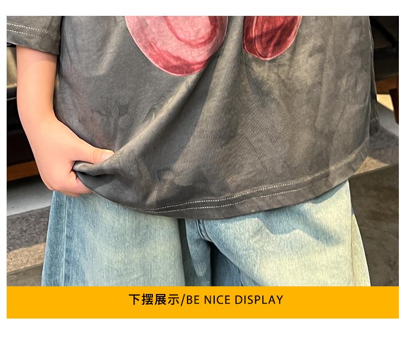 Boys' Street Explosion Short sleeved T-shirt Summer 2026 New Children's Summer Top Boys' Summer Handsome Trendy Brand