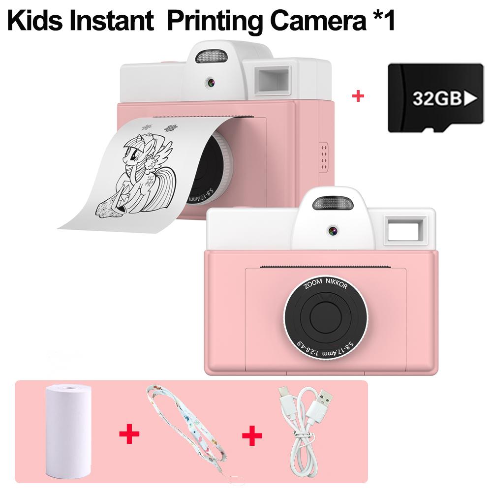 

Дитяча термокамера Дитяча цифрова камера Миттєвий друк Камера з миттєвим друком фотографій Іграшки зі шнурком Подарунки Хлопчики Дівчата рожевий