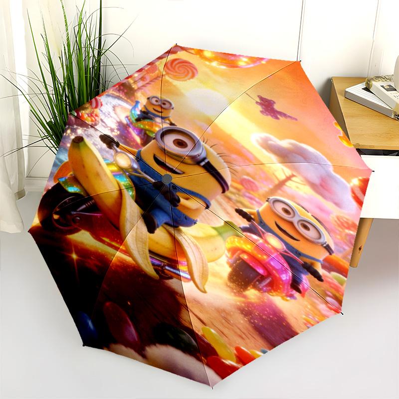 Minions Bathtub Bubbles Fun Folding Umbrella Portable 8 Paraphenoid Bones Printing Outdoor Umbrella