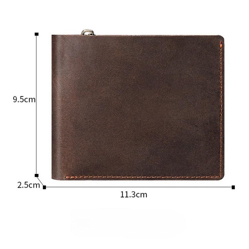 Men's Bifold Wallet with Zipper Coin Pocket Crazy Horse Leather Multi Card Slots Vintage Short Wallet for Men Genuine Leather