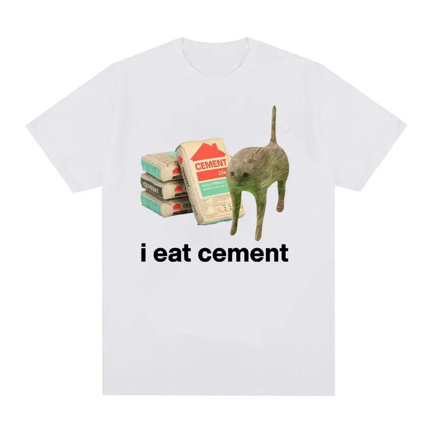 I Eat Cement Cursed Cat Funny Meme T Shirt for Women Fashion Casual Short Sleeve T Shirts Female T-shirt Tops